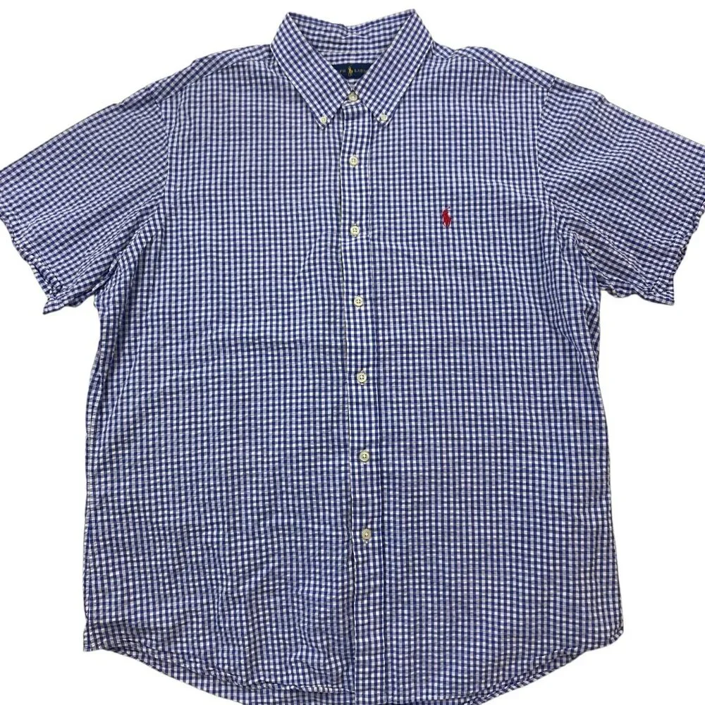 Ralph Lauren polo pony seersucker logo shirt Men's size XL